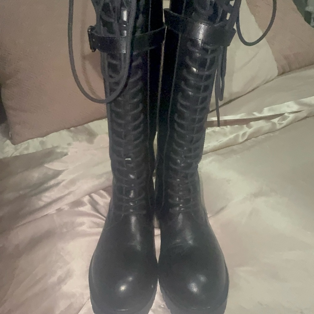 Ann Demeulemeester Danny Black Leather Lace-Up Combat Boots-37 - Picture 4 of 13